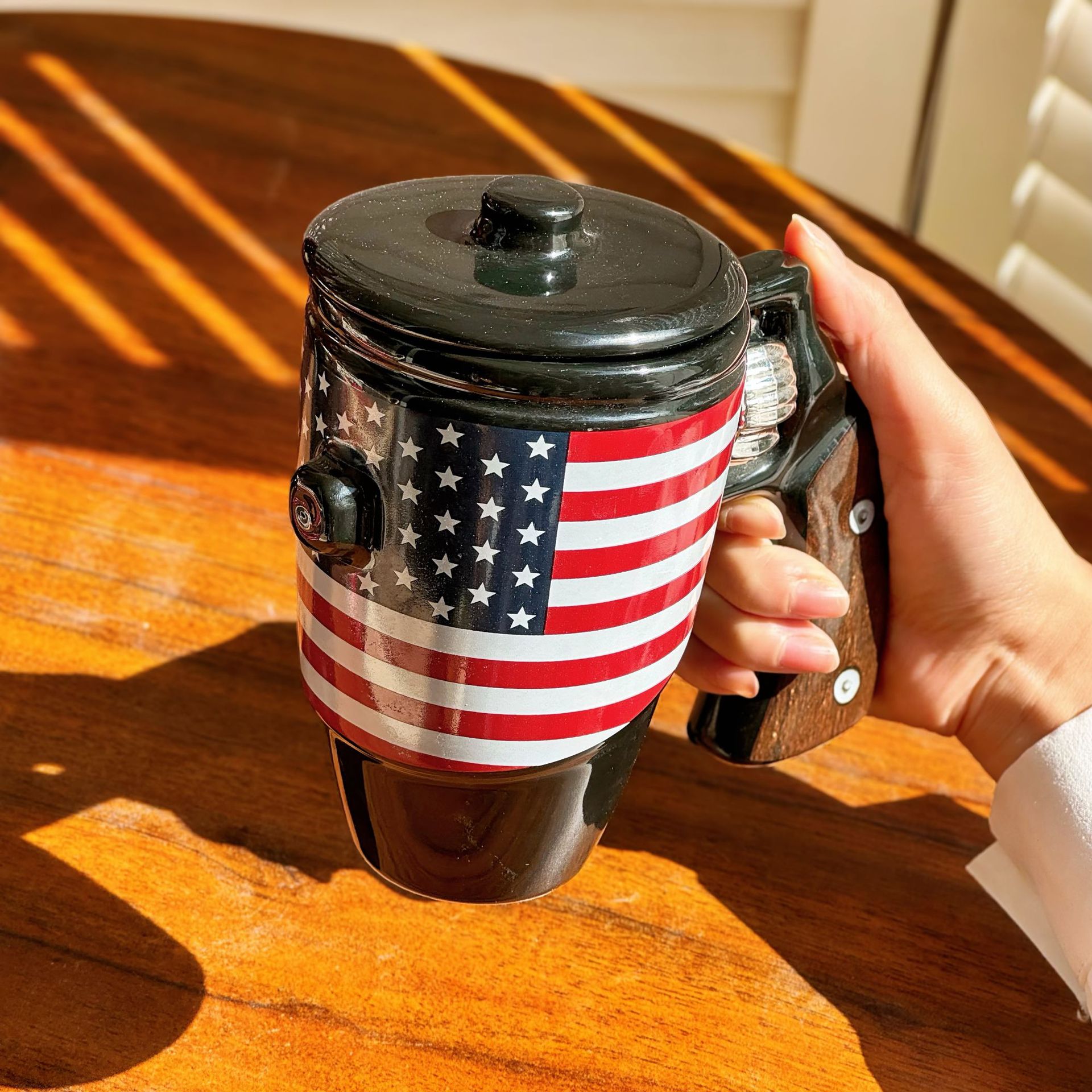 tk bandera estrella y rayas taza de cerámica creativa Amazon café transfronterizo taza de revólver taza marca taza bandera americana