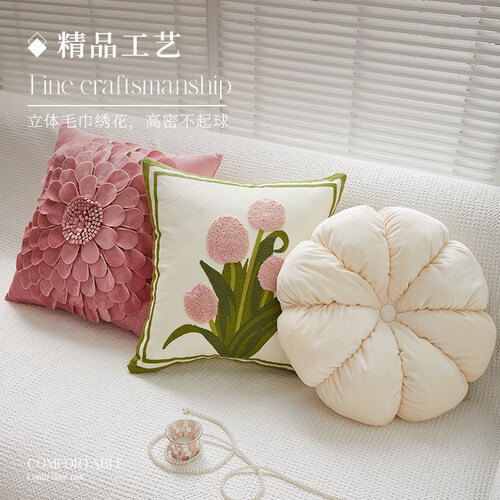 American flower pillow living room sofa car cushion 3D three-dimensional Nordic style cushion office cushion cover