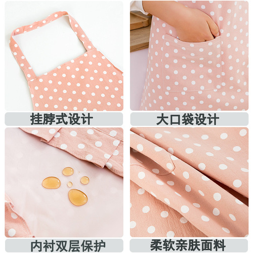 Dot Apron Cute Japanese Style Home Use Neck Hanging Breathable Fanny Pack Kitchen Waterproof Oil Proof Workwear for Women Fashion Apron