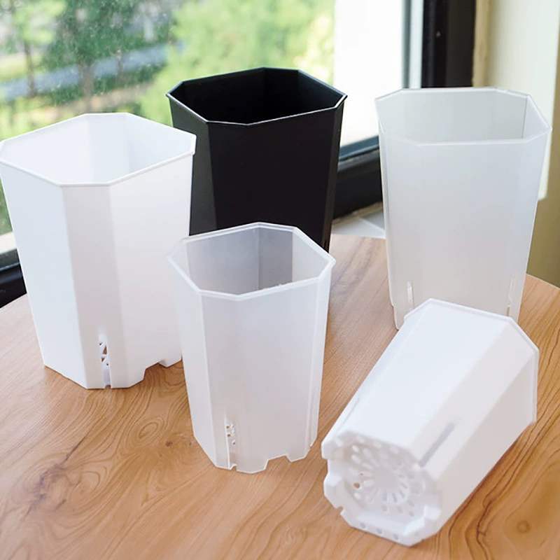 Diamond octagonal square pot transparent black and white flower pot to observe plant growth new material succulent jade dew twelve rolls flower pot