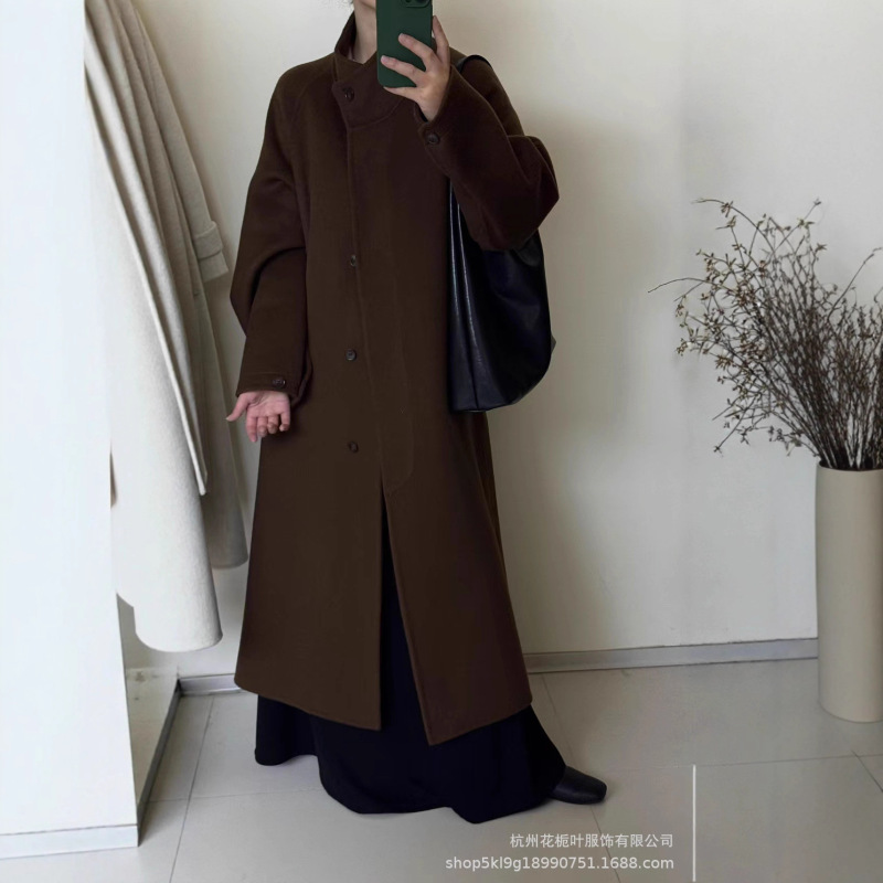 Straight-Cut Double-Sided Wool Cashmere Coat, Long Style for Petite Women, Korean Style, Thickened with Hidden Buttons, Casual New Women's Jacket Straight-Cut Double-Sided Wool Cashmere Coat, Long Style for Petite Women, Korean Style, Thickened with Hidden Buttons, Casual New Women's Jacket