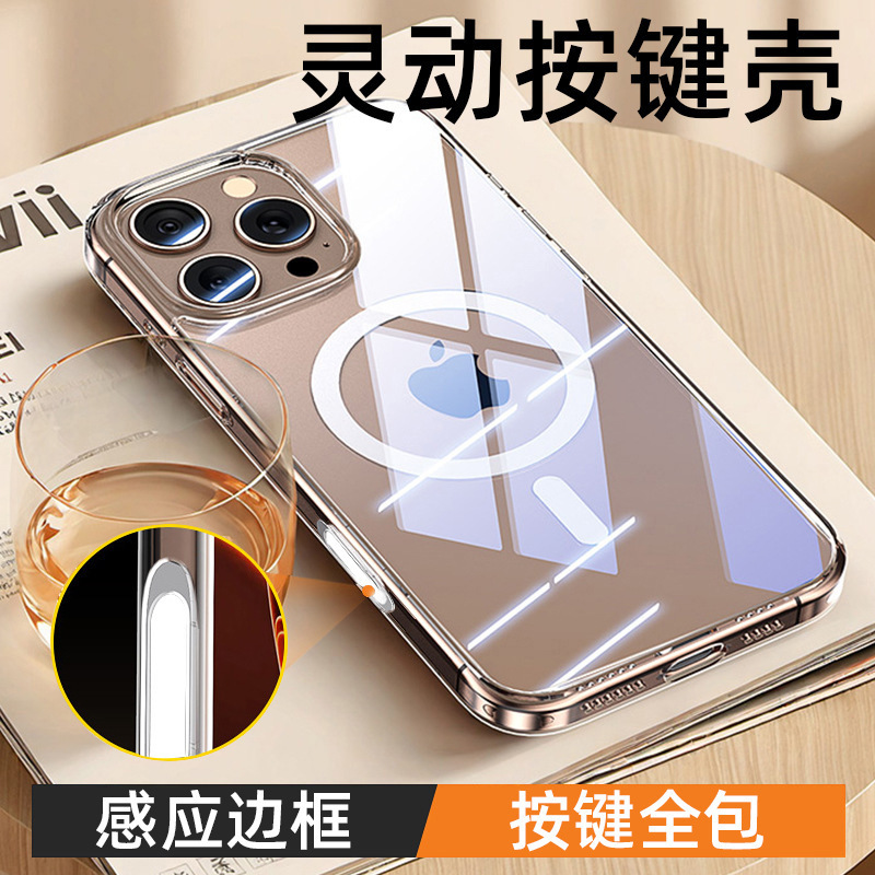Suitable for iPhone16promax camera photo touch smart button magnetic suction phone case Apple 16 transparent
