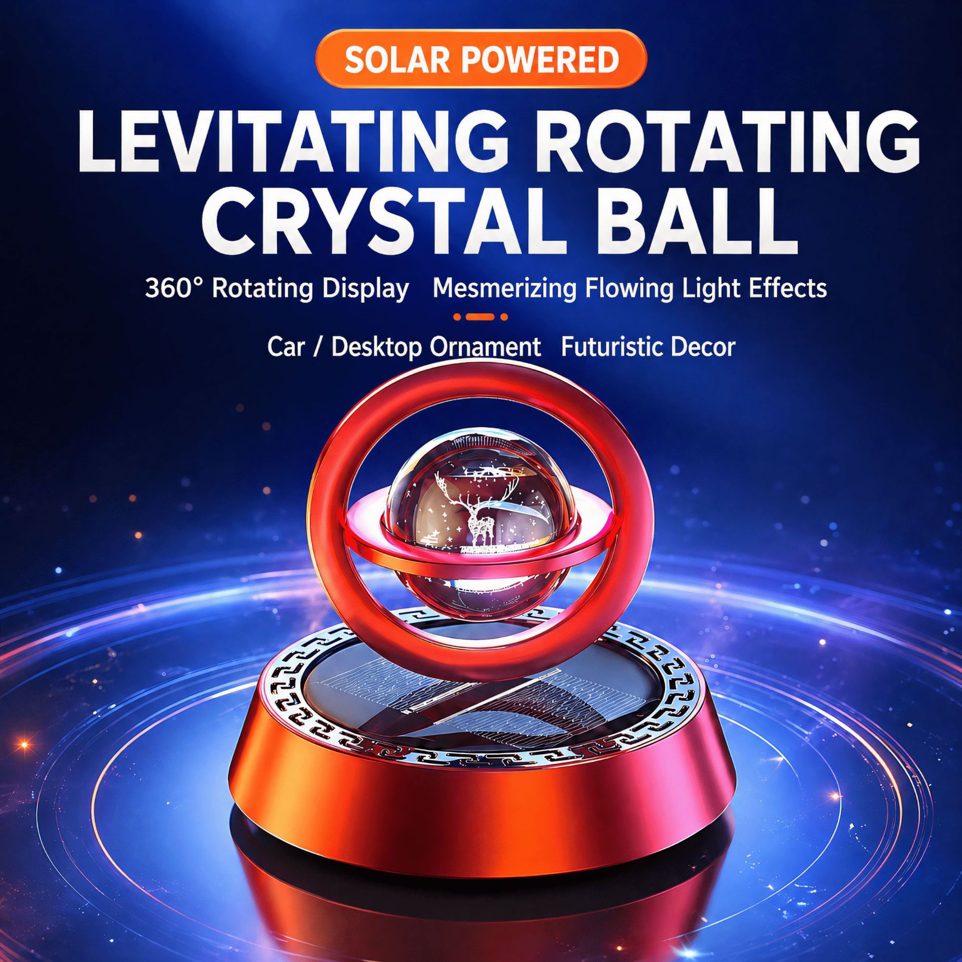 Car-mounted solar-powered aromatherapy diffuser, new model, solar-powered floating crystal solid perfume, creative car decoration with a fresh fragrance