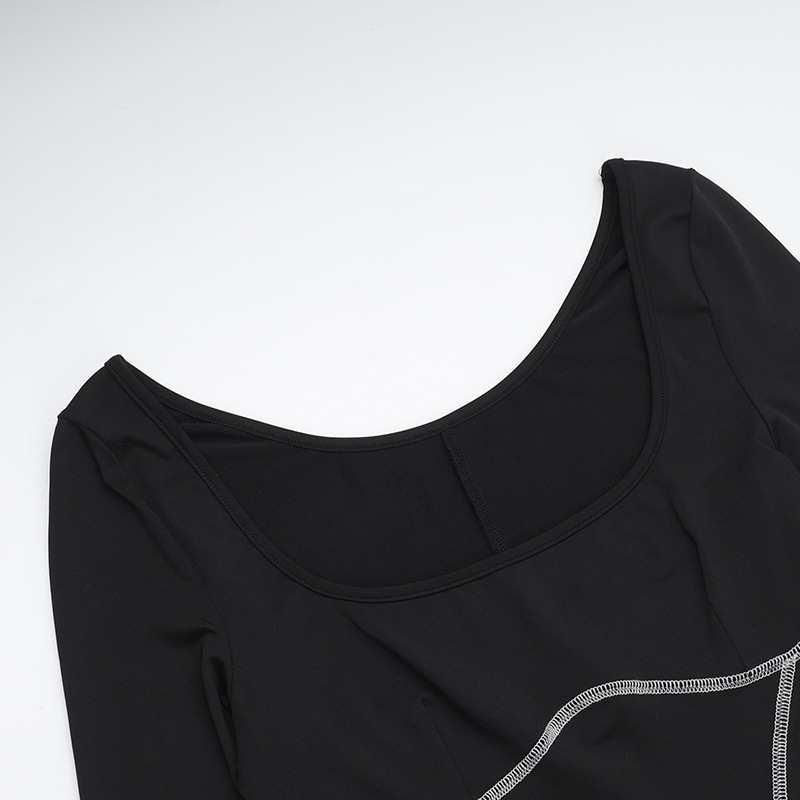 Mono de otoño para mujer, ropa de calle personalizada, sexy, ajustado, con cuello cuadrado y abertura