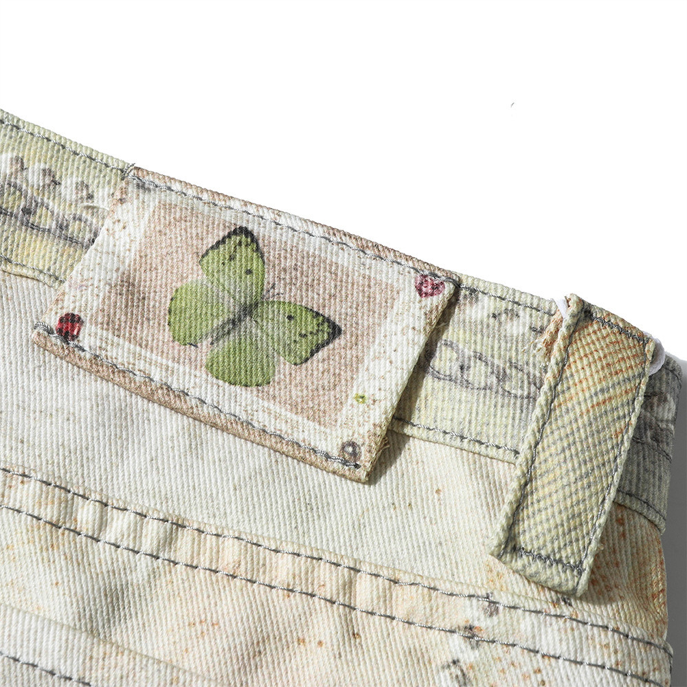 Erkek Punk Zincir 3D Dijital Baskılı Geniş Paça Kot Pantolon - Hipster Tarzı İçin Sokak Modası Eskitilmiş Yıkanmış Kot Pantolon_voghion.com