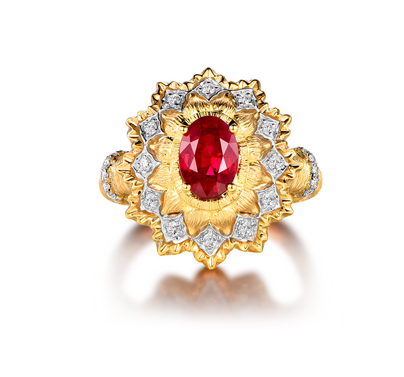 Vintage Style Flower Copper Inlay Diamond Rings 1 Piece