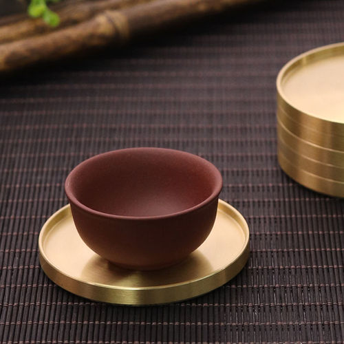 Brass coaster, copper incense plate, simple household kung fu tea set, insulation pad, placemat, Chinese style tea ceremony coaster base with