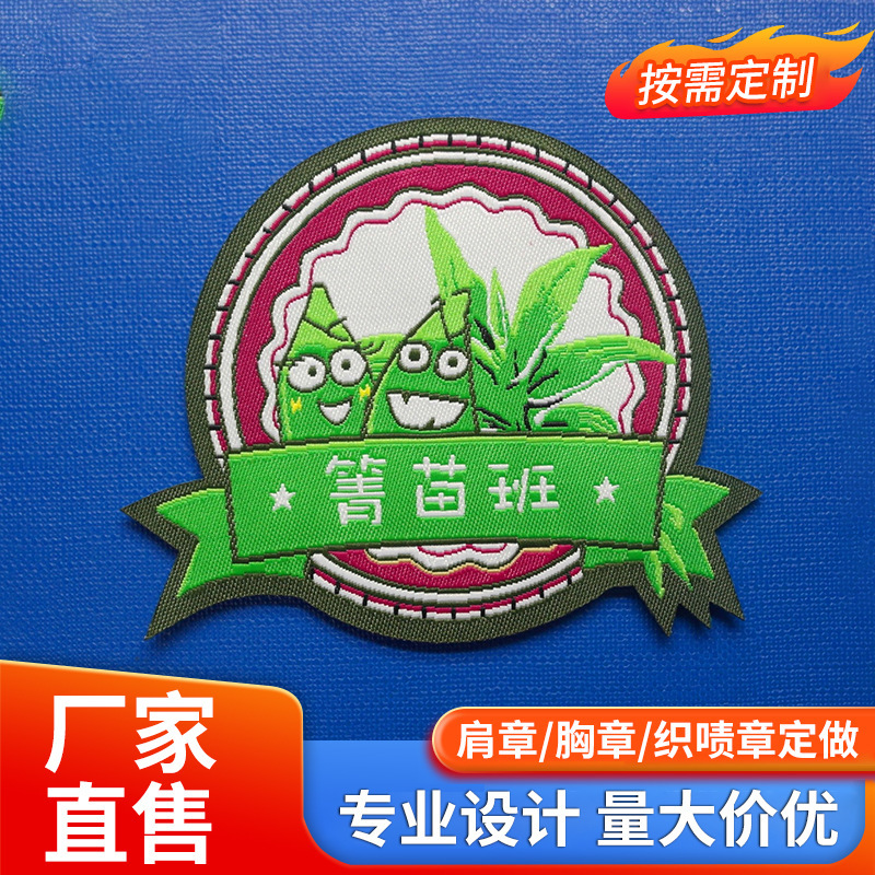 Multi-Color personalized badge high weft density anti-wrinkle lock edge weaving seal shaped British style school badge