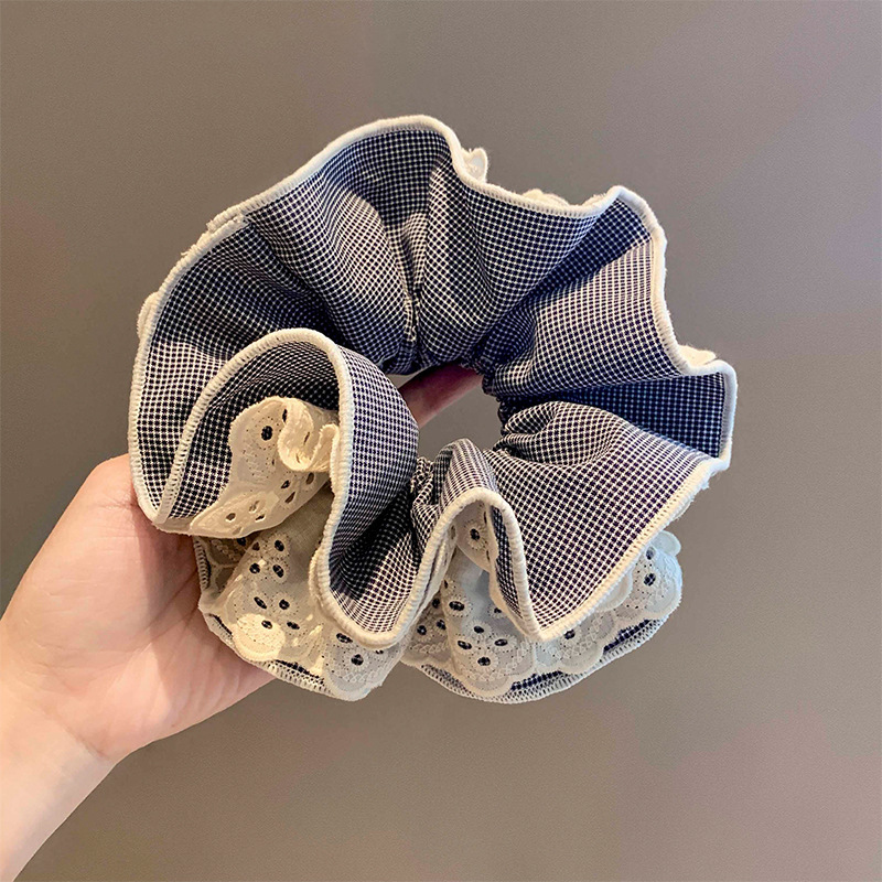 X1-478 레트로 체크무늬 머리끈