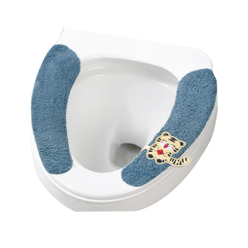 Adhesive cartoon toilet seat cushion toilet cover toilet sticker toilet cover zipper buckle winter thickened toilet seat