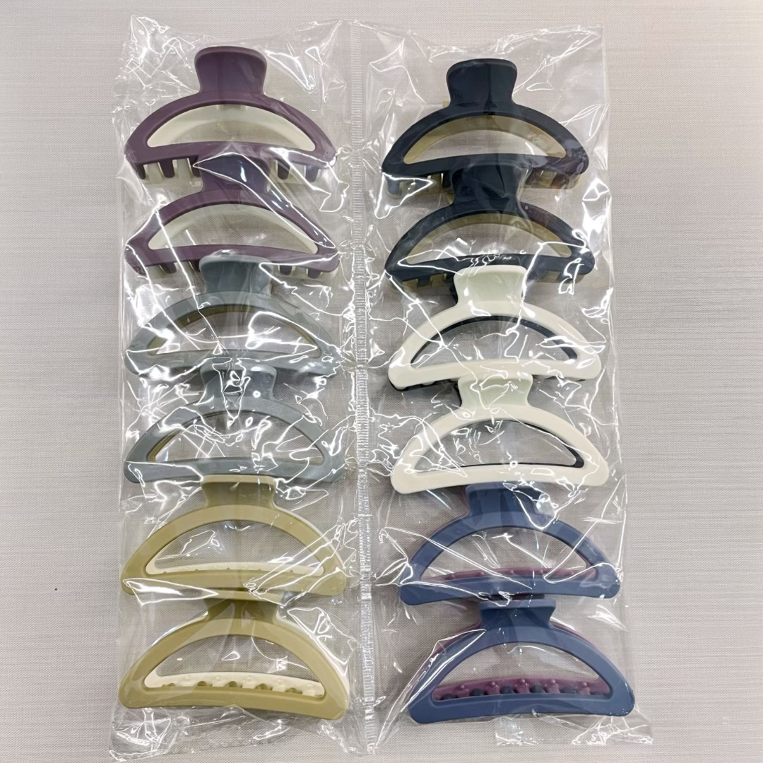 Oufeile superficie de dos colores AB textura esmerilada agarre cuchara trasera femenina alta Cola de Caballo tiburón clip accesorios para el cabello horquilla al por mayor