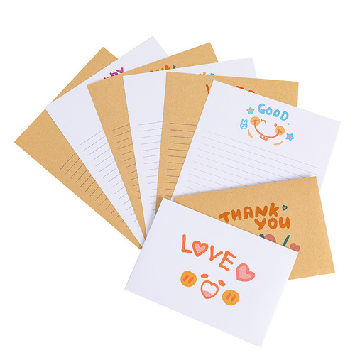 ins Japanese and Korean simple romantic cute cartoon expression letter paper set love letter kraft white paper letterhead