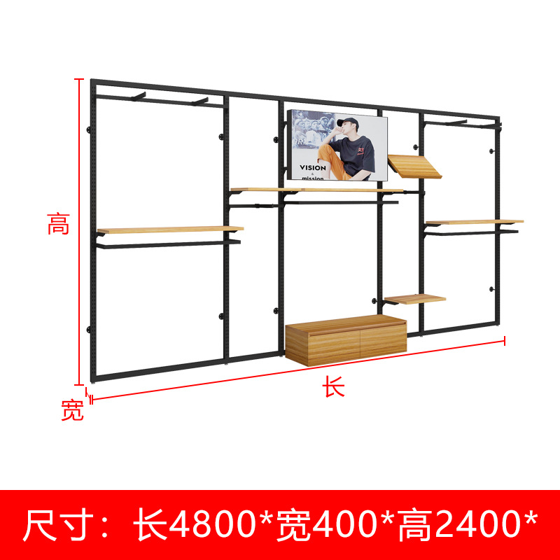 Tienda de ropa deportiva soporte de exhibición piso estante para hombres centro comercial estante de ropa casual de gama alta pared tienda de ropa para hombres