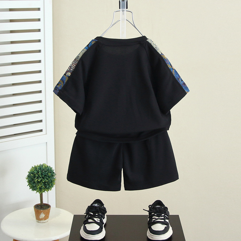 5075 traje de niño estilo de verano 2025 nuevo estilo estilo occidental ropa de verano de manga corta para niños guapos marea de la calle frita de verano