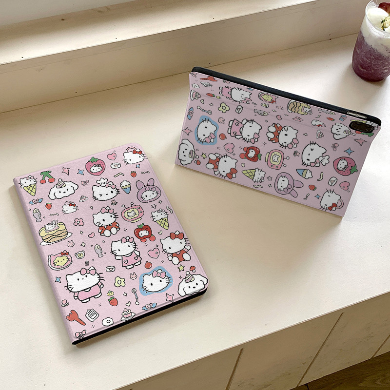 KT Cat Collection Book-style iPad Protective Case for iPad 9/10/11, Full Coverage Tablet Case for Air 7/6 13