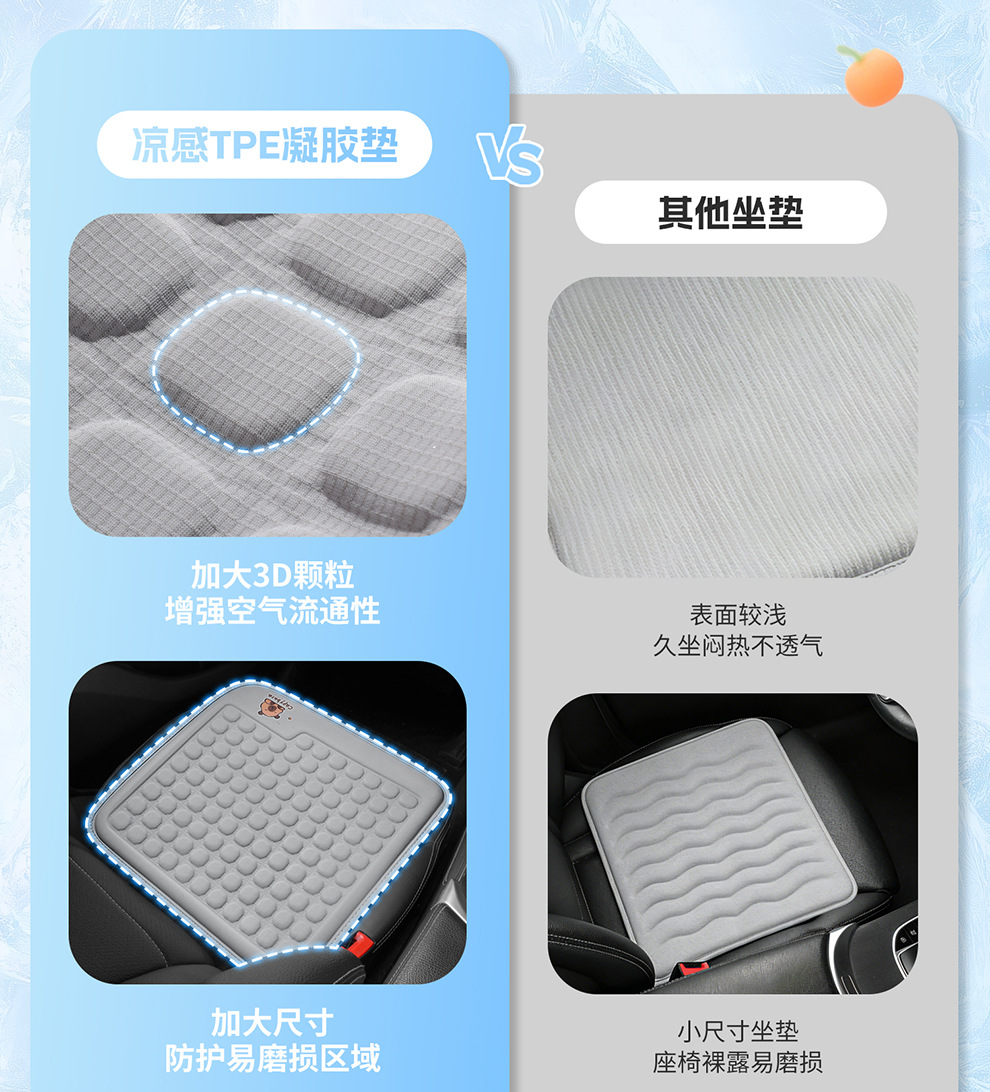 2026 New Model Cold Gel Car Seat Cushion Summer Ice Silk Breathable Honeycomb Cooling Seat Pad Cross-Border Wholesale