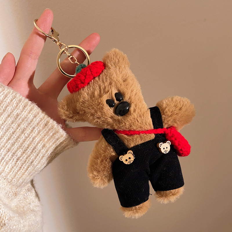 Peludo Bean Bear Keychain Colgante pareja de muñecas de amigos bolsos de teléfono móvil colgante colgante muñecas