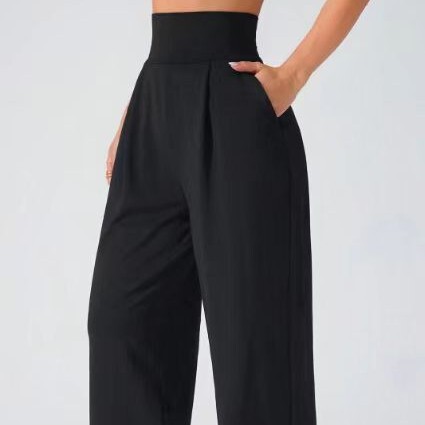 Cross-Border New Popular Style Slimming Straight-Leg Pants High-Waisted Yoga Pants Long Pants Outdoor Sports Pocket Casual Pants for Women Cross-Border New Popular Style Slimming Straight-Leg Pants High-Waisted Yoga Pants Long Pants Outdoor Sports Pocket Casual Pants for Women