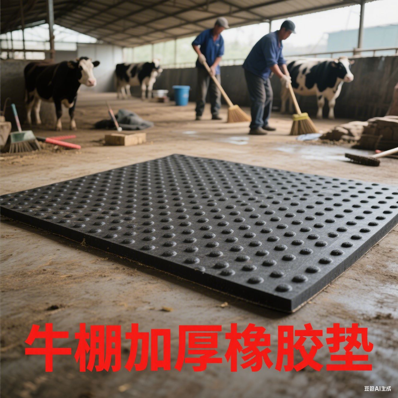 铺牛圈防滑垫大圆点珍珠纹耐磨保温隔凉黑色胶垫马棚猪圈防滑地垫