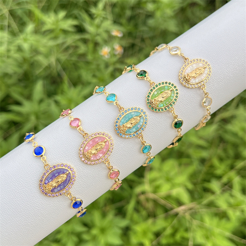 All Seasons Season Wholesale Jewelry Elegant Vintage Style Virgin Mary Copper Plating Slider Chain Bracelets