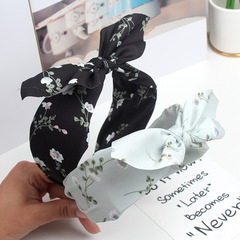 甜美碎花蝴蝶結髮箍女寬邊兔耳頭箍壓發女小清新加長洗臉發卡新款
