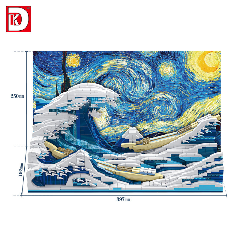 DK Duke 3003 Kanagawa surf Van Gogh cielo estrellado famosas pinturas compatibles con Lego niños ensamblados bloques de construcción juguetes