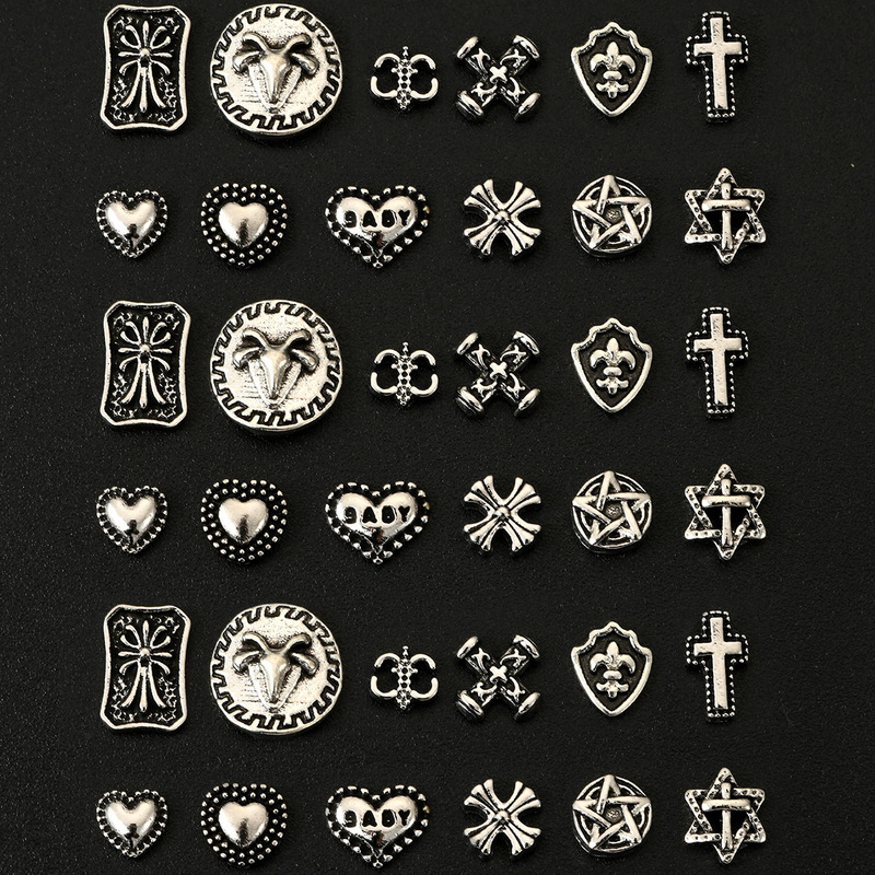 Internet Celebrant New Vintage Croheart Nail Diamond Jewelry Cross Love Nail Decoration Zhejiang Relief Star None