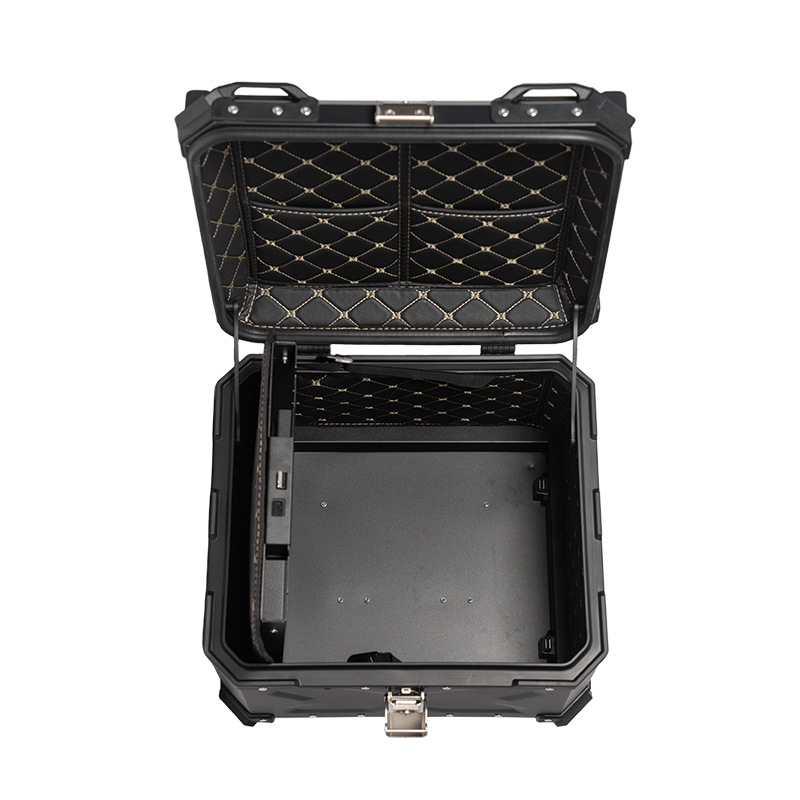 55L aluminum alloy tail box with interlayer, NFC password unlock, hidden compartment, anti-theft, waterproof, quick-release tail box
