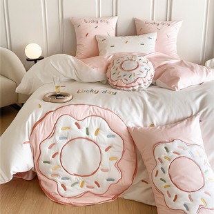 Girl's Heart Princess Style Bedding Bedding Multi-piece Set High-end Soft Cotton Long-staple Cotton Four-piece Set Home Textile Donut