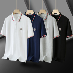 欧米の夏の男性poloシャツ純綿蒙K口poloストライプ襟半袖新作tシャツカジュアルビジネス