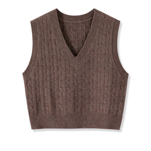 Women's Spring and Autumn Korean Style Short Sleeve V-Neck Knit Cardigan, Solid Color Crochet Overshirt for Layering, New Style Women's Tank Top