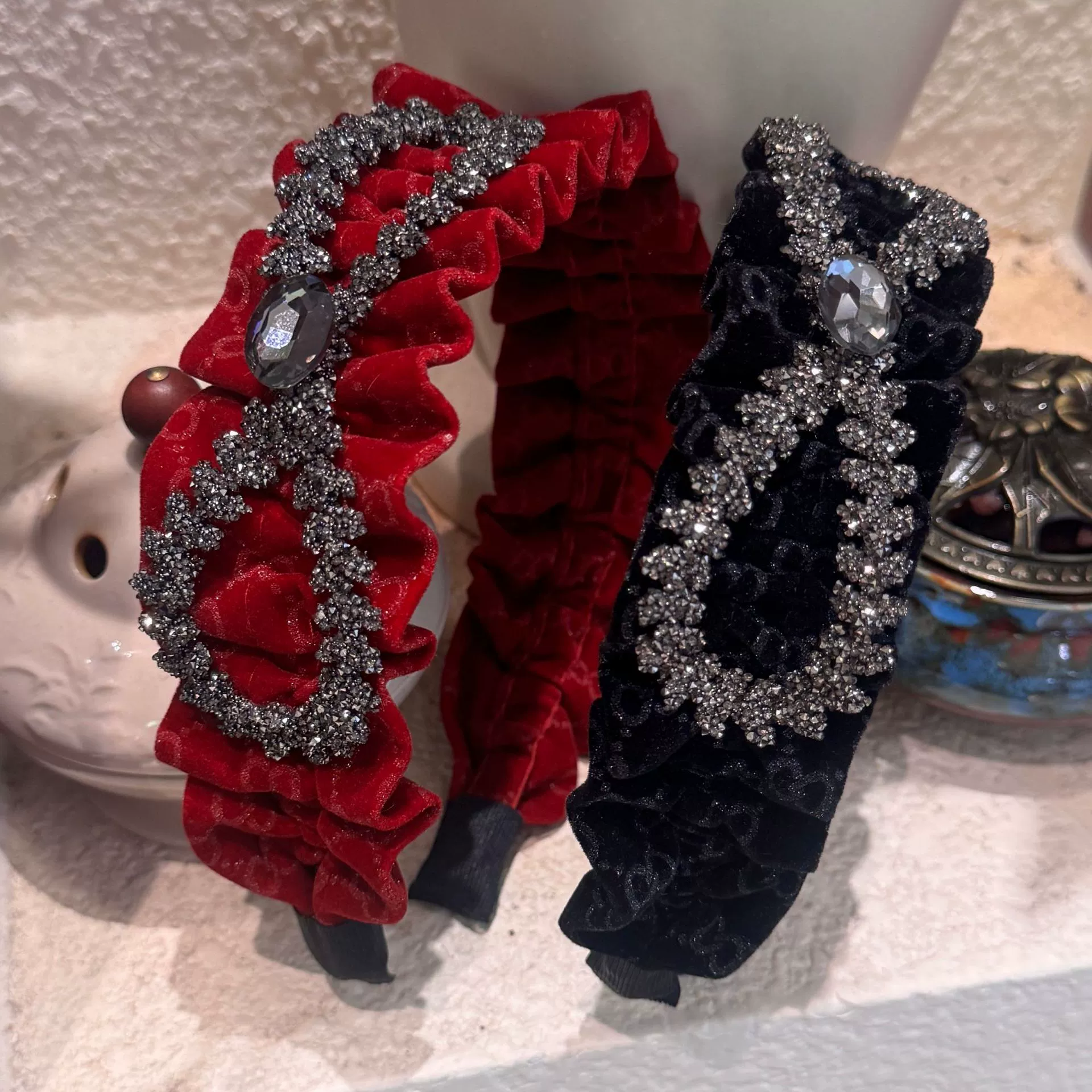 Headband, red hair accessory, high-quality style