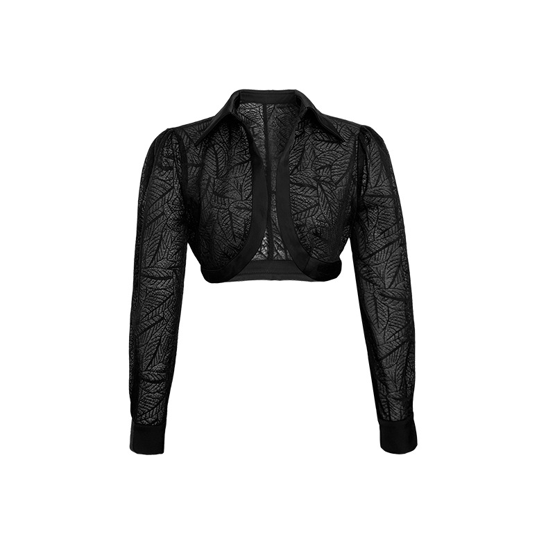 Áo khoác cardigan ngắn chống nắng mỏng nhẹ mặc trong nhà điều hòa — Màu đen