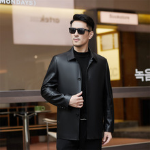 海宁秋冬绵羊皮皮衣头层皮纯皮外套中年皮夹克羽绒服男休闲爸爸装