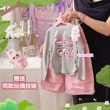 Tianskid2025女童洋气春秋款儿童卡通女宝宝秋装休闲套装72202