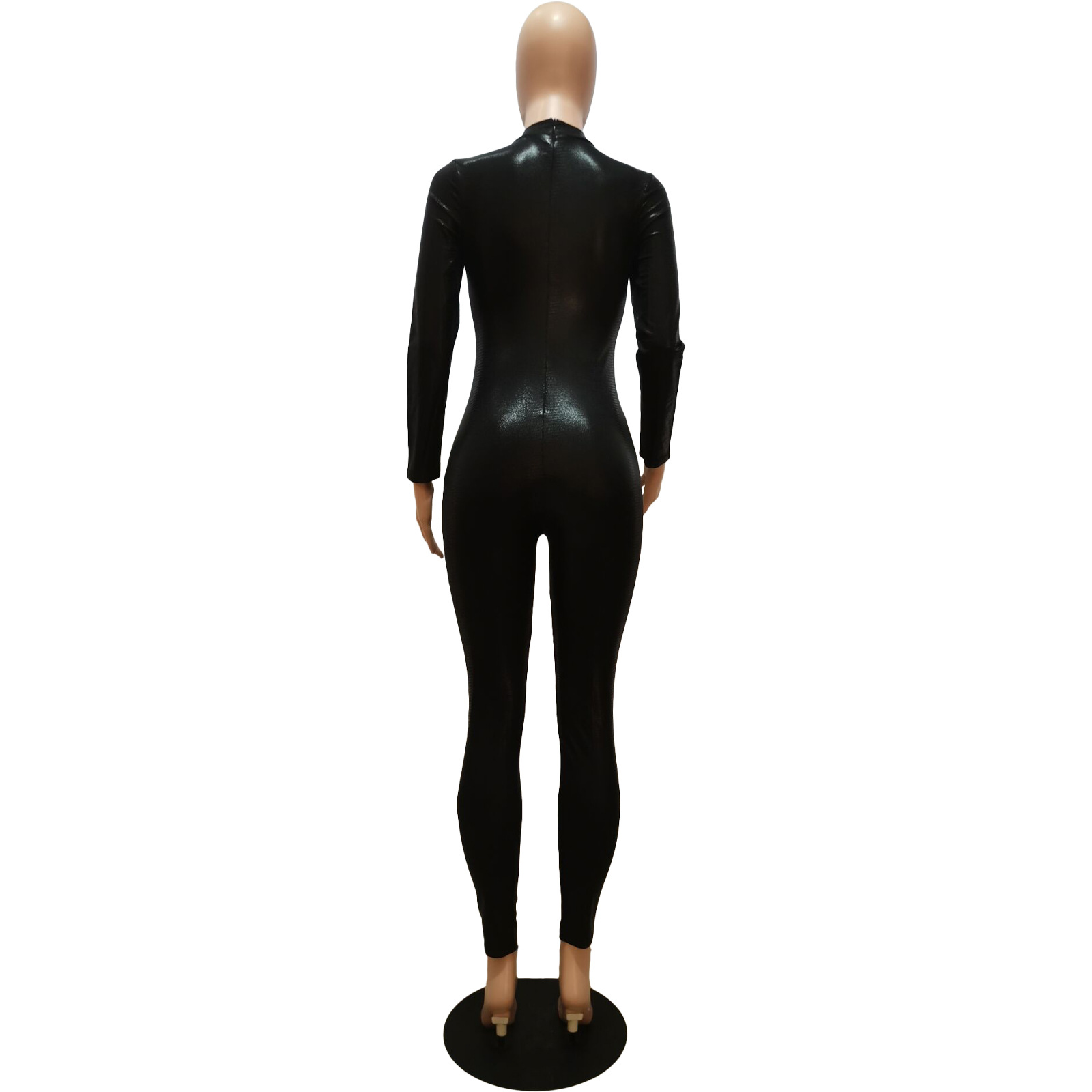 Fall Women Clothing Solid Color Poly Urethane Leather Pleated Snake Pattern Slim Fit Long Sleeve Narrow One Piece Trousers 8 Fall Women Clothing Solid Color Poly Urethane Leather Pleated Snake Pattern Slim Fit Long Sleeve Narrow One Piece Trousers