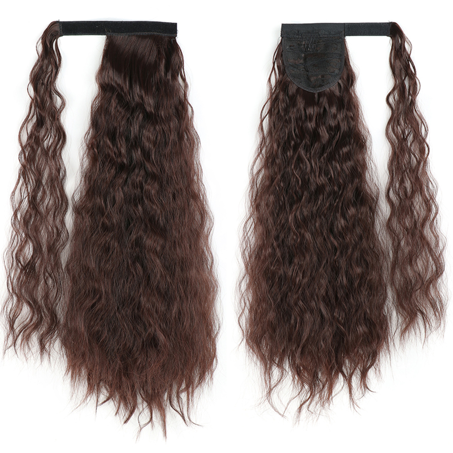 55CM seda europea y americana de alta temperatura velcro de maíz velcro de cabello largo rizado agua cola de caballo pelucas onduladas