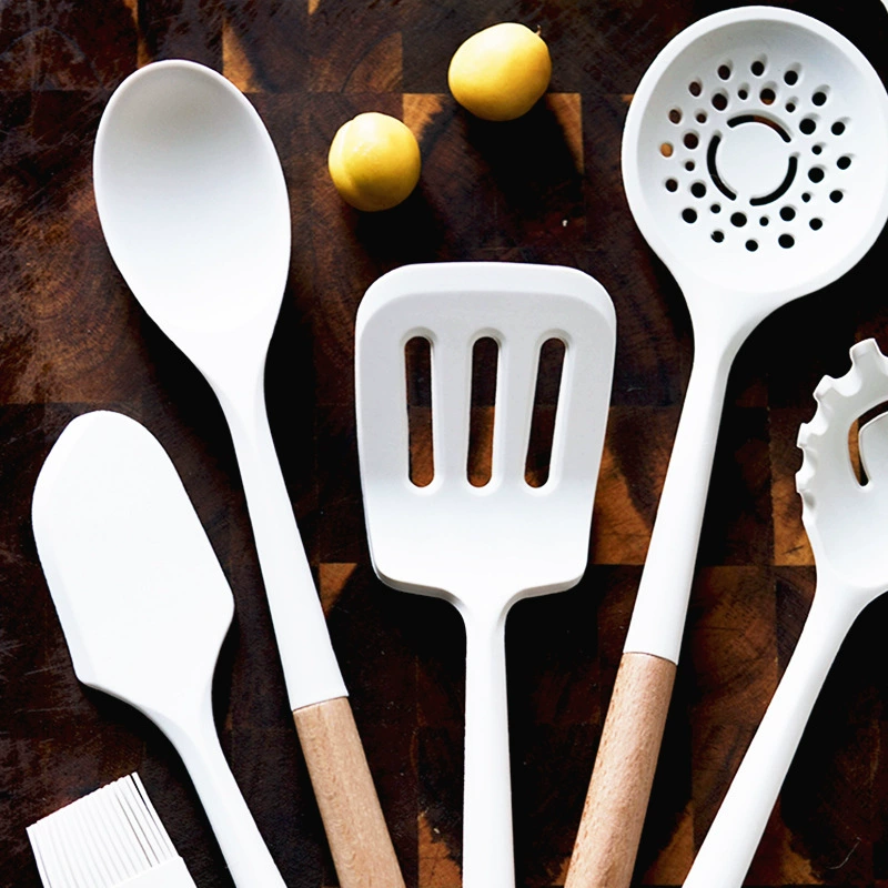 Устойчивая к высоким температурам силиконовая лопатка, антипригарная эмалированная лопатка, скребок для выпечки, лопатка для риса, большая ложка для супа, зажим для стейка.