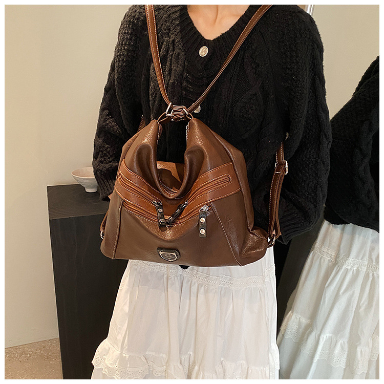 Femeii geantă de mână de umăr dublu Crossbody geantă de mână de mare capacitate geantă de mână retro cu un umăr la subraț_voghion.com