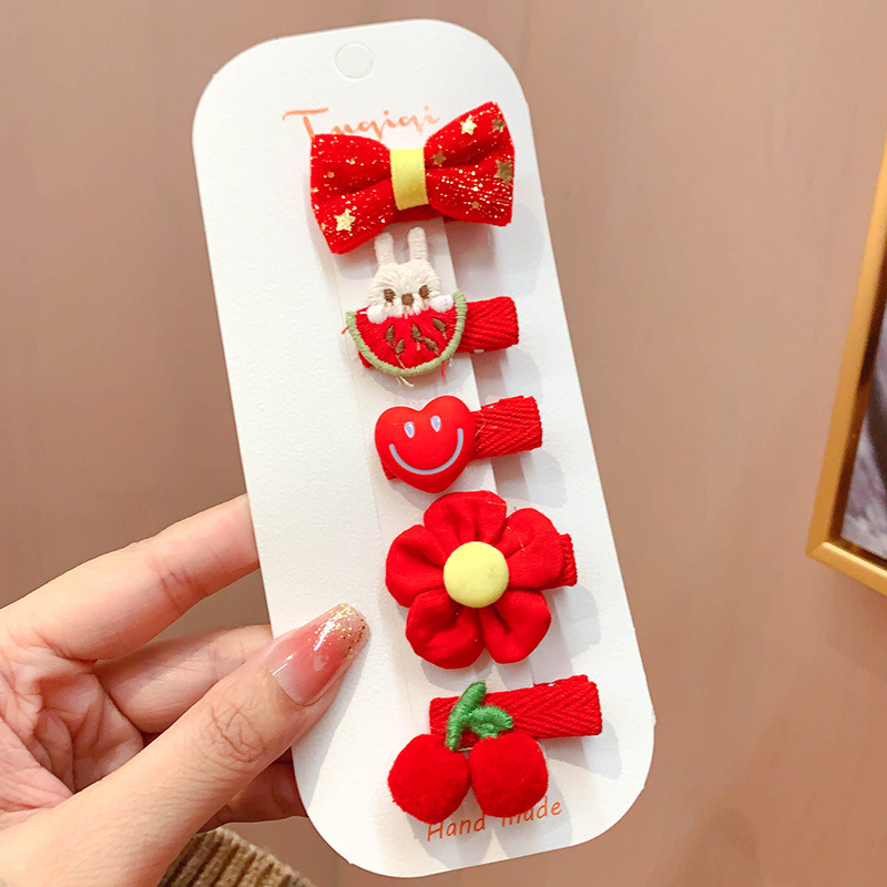 Estilo chino Año Nuevo tocado de Año Nuevo para Niños Accesorios para el cabello de peluche niña arco Año Nuevo horquilla bebé horquilla festiva