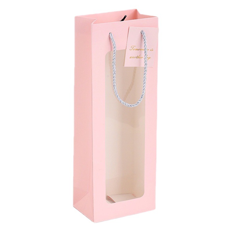 Bolsa de regalo transparente para una sola botella de vino, caja de regalo para el Día de la Madre, bolsa de recuerdo, bolsa de mano para regalo