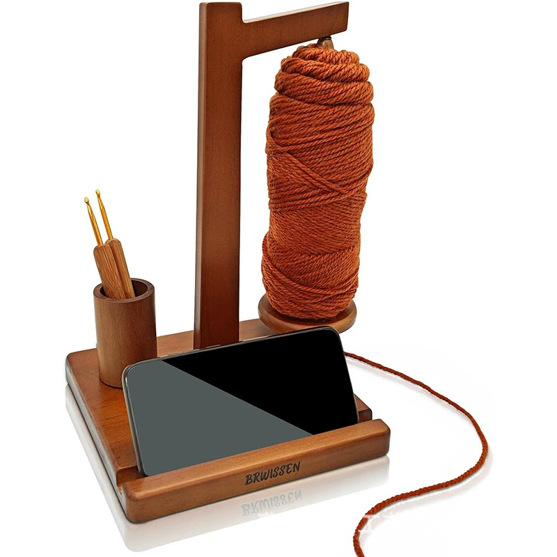 Трансграничный новый кронштейн из цельного дерева пряжи домашний крюк инструмент держатель для мобильного телефона деревянный магнитный поворотный стол