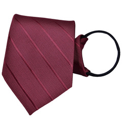 Men's zipper tie, no knotting, 8CM formal business suit, easy to zip up, lazy groom, wedding, red, black stripes