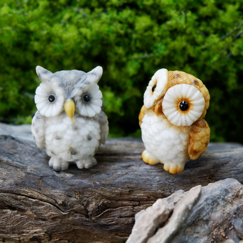Owl resin small ornaments micro landscape decoration landscaping bonsai green plants creative cross-border gifts crafts moss