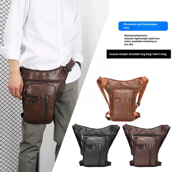 Wholesale men's PU new foreign trade leg bag outdoor men's leg bag multifunctional sports bag portable waist bag messenger bag
