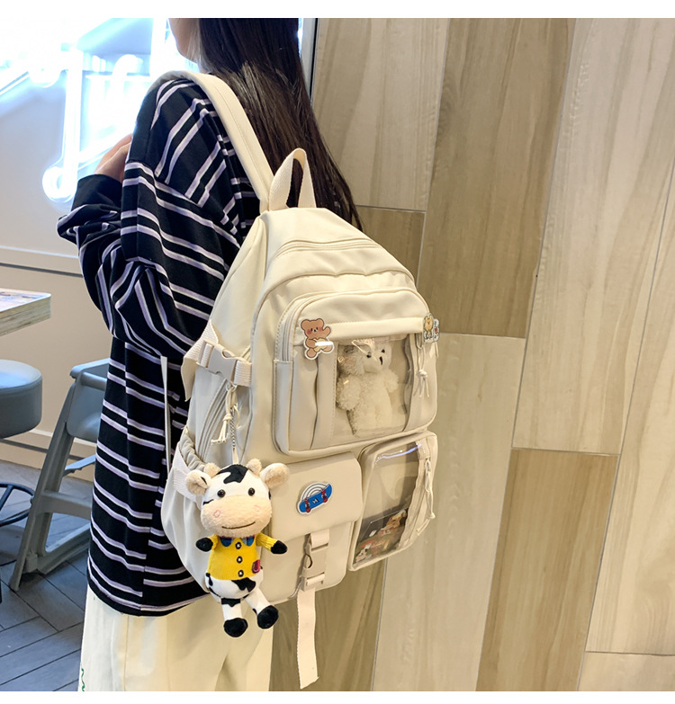 637g Weight Polyester Lining Material Zipper Closure Type School Occasion Nylon Material Solid Color Pattern Women'S Gender Square Shape White, Pink, Green, Blue, Black Color Large Size Wholesale Large Capacity Bear Backpack Nihaojewelry 23
