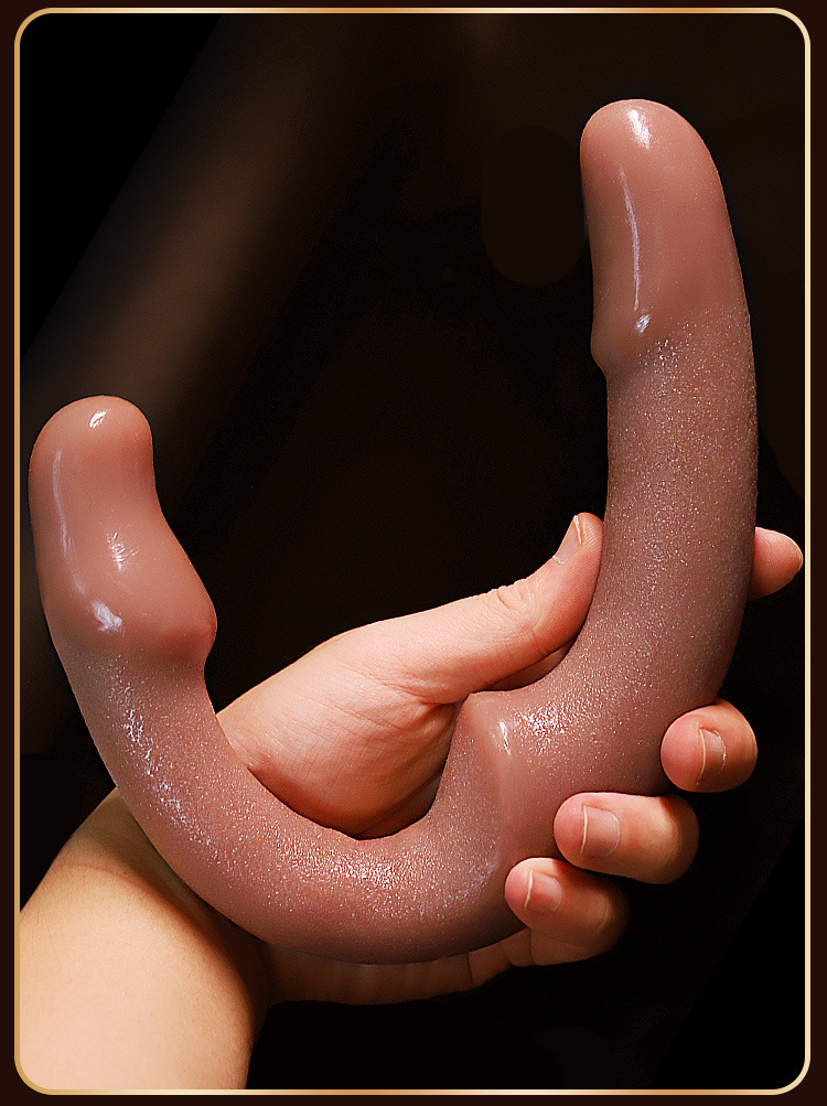 Jiuai Silicone Double-Headed Dildo for Adults, Flexible Brown or Black-Purple — detail image 20