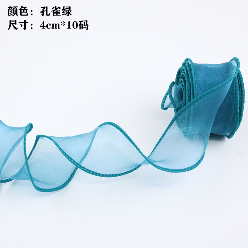 En stock al por mayor 4cm Phnom Penh fishtail hilo llano envuelto flor amplia cinta onda cinta ramo de flores material de embalaje