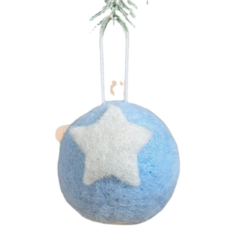 Navidad nuevo 5,5 cm rojo blanco lana fieltro ins viento Navidad bola Navidad árbol guirnalda DIY Decoración Accesorios