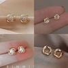 Silver needle, zirconium, small design earrings, advanced elegant accessory, silver 925 sample, Chanel style, four-leaf clover, high-quality style